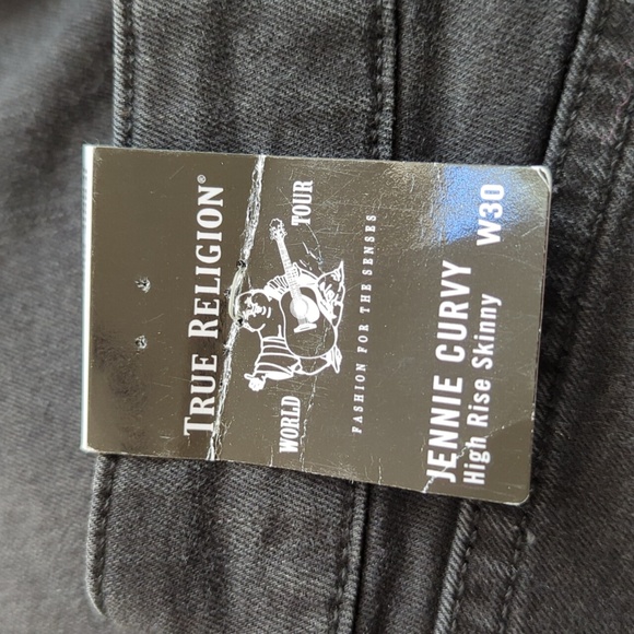 True Religion Black Rinse Jennie Curvy High Rise Skinny Jeans Size 30 - Picture 11 of 16